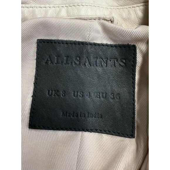 All Saints Off-White Leather Moto Jacket - Picture 11 of 13